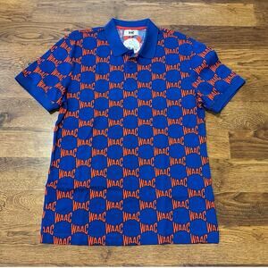 WAAC Logo Print Golf Polo Blue Red Men’s Size1 (S) NWT Performance Sport Shirt